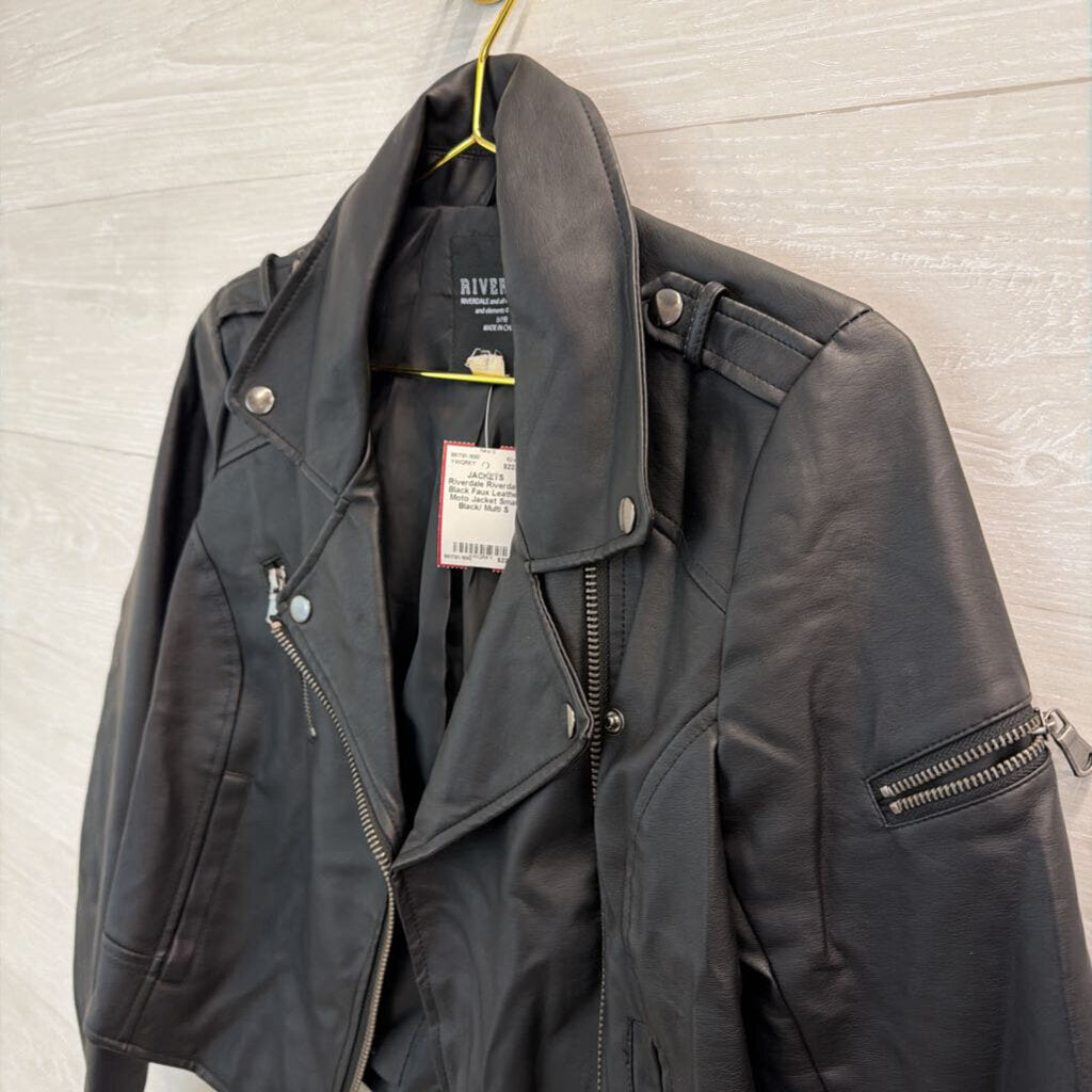 Riverdale Black Faux Leather Moto Jacket Small