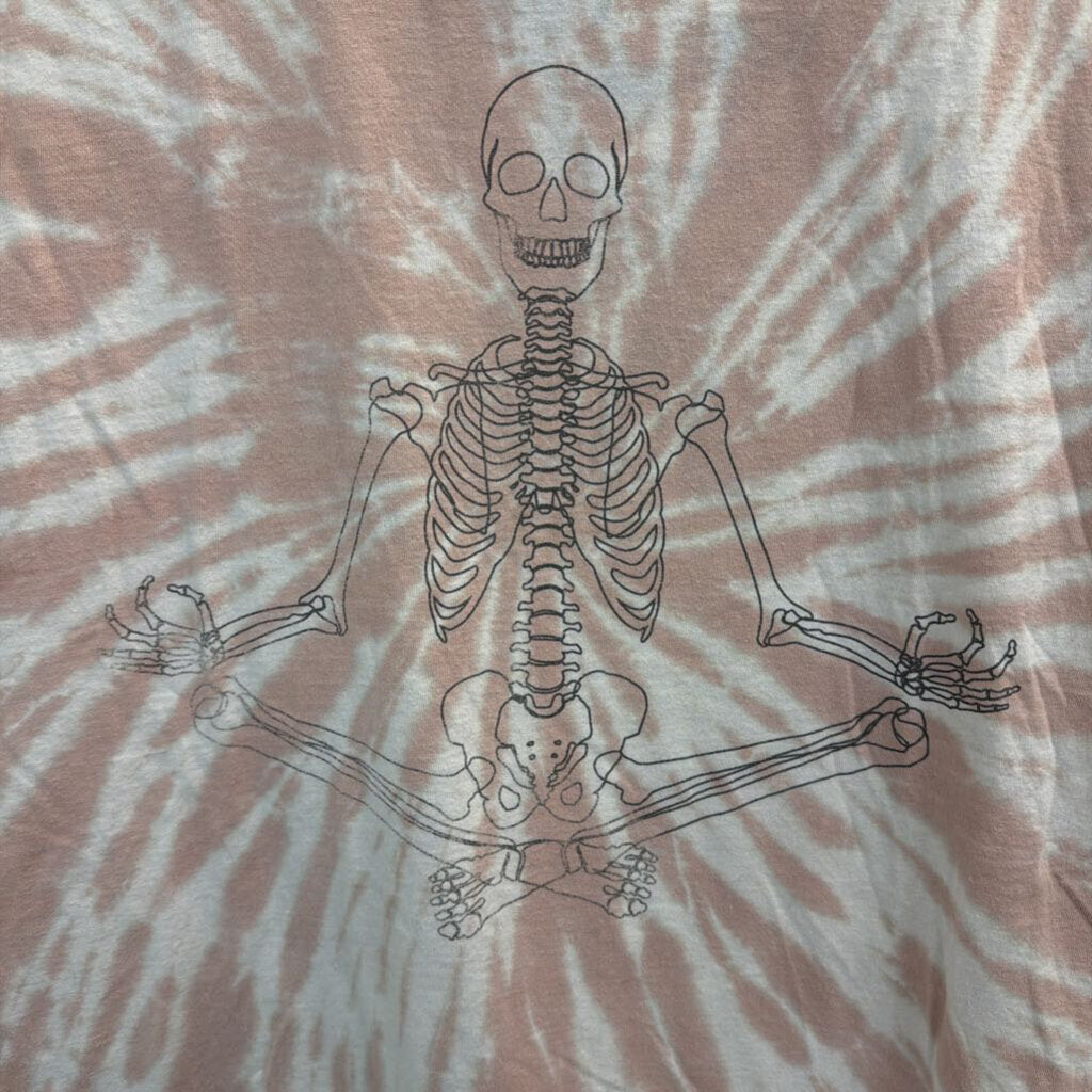 Chemistry Pink/ White Tie Dye Skeleton Short Sleeve Graphic Tee Large