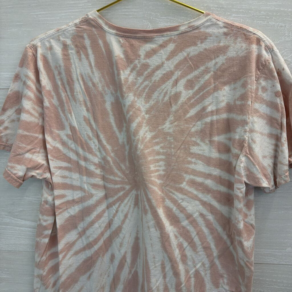 Chemistry Pink/ White Tie Dye Skeleton Short Sleeve Graphic Tee Large