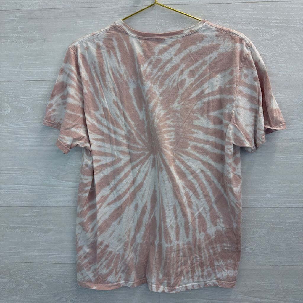 Chemistry Pink/ White Tie Dye Skeleton Short Sleeve Graphic Tee Large