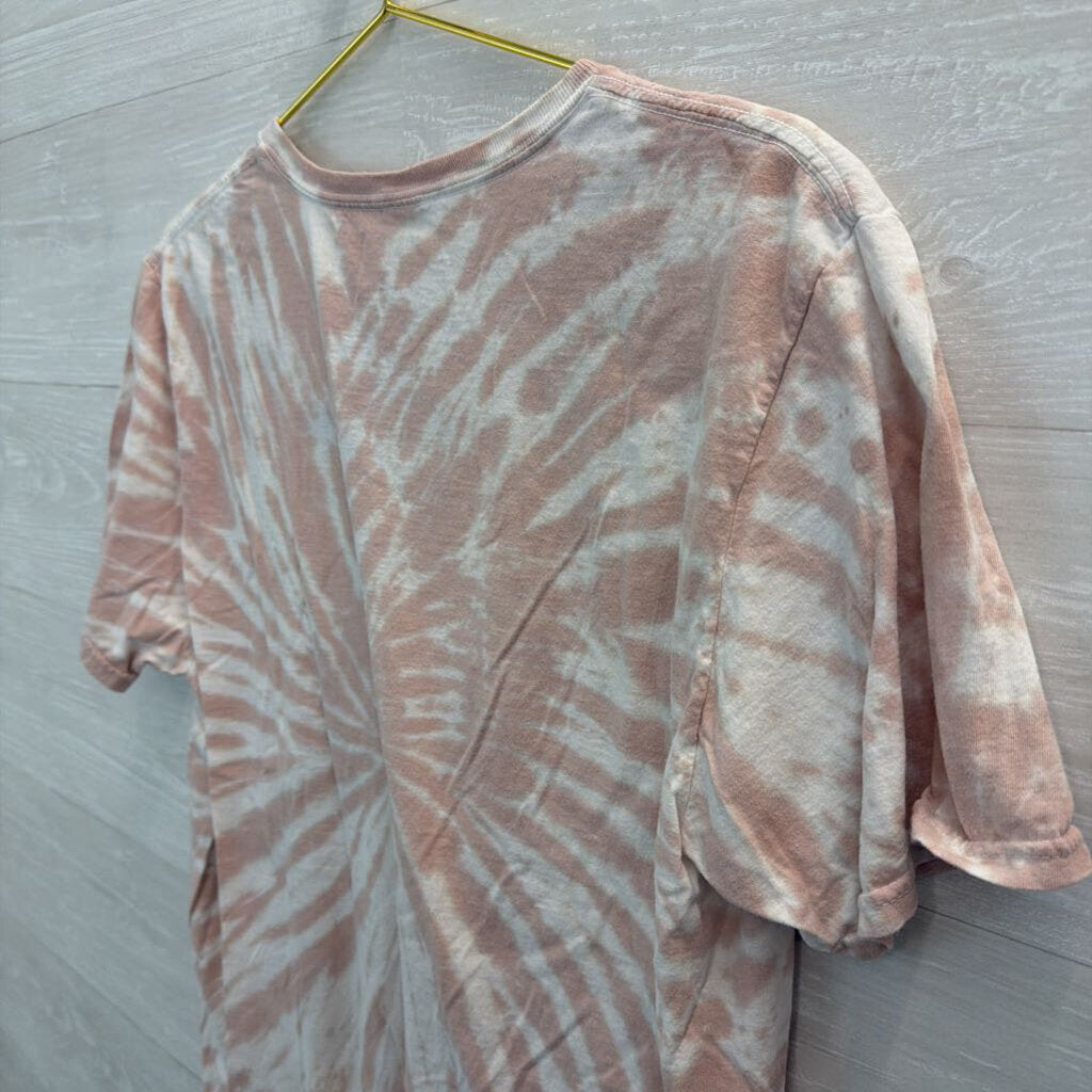 Chemistry Pink/ White Tie Dye Skeleton Short Sleeve Graphic Tee Large