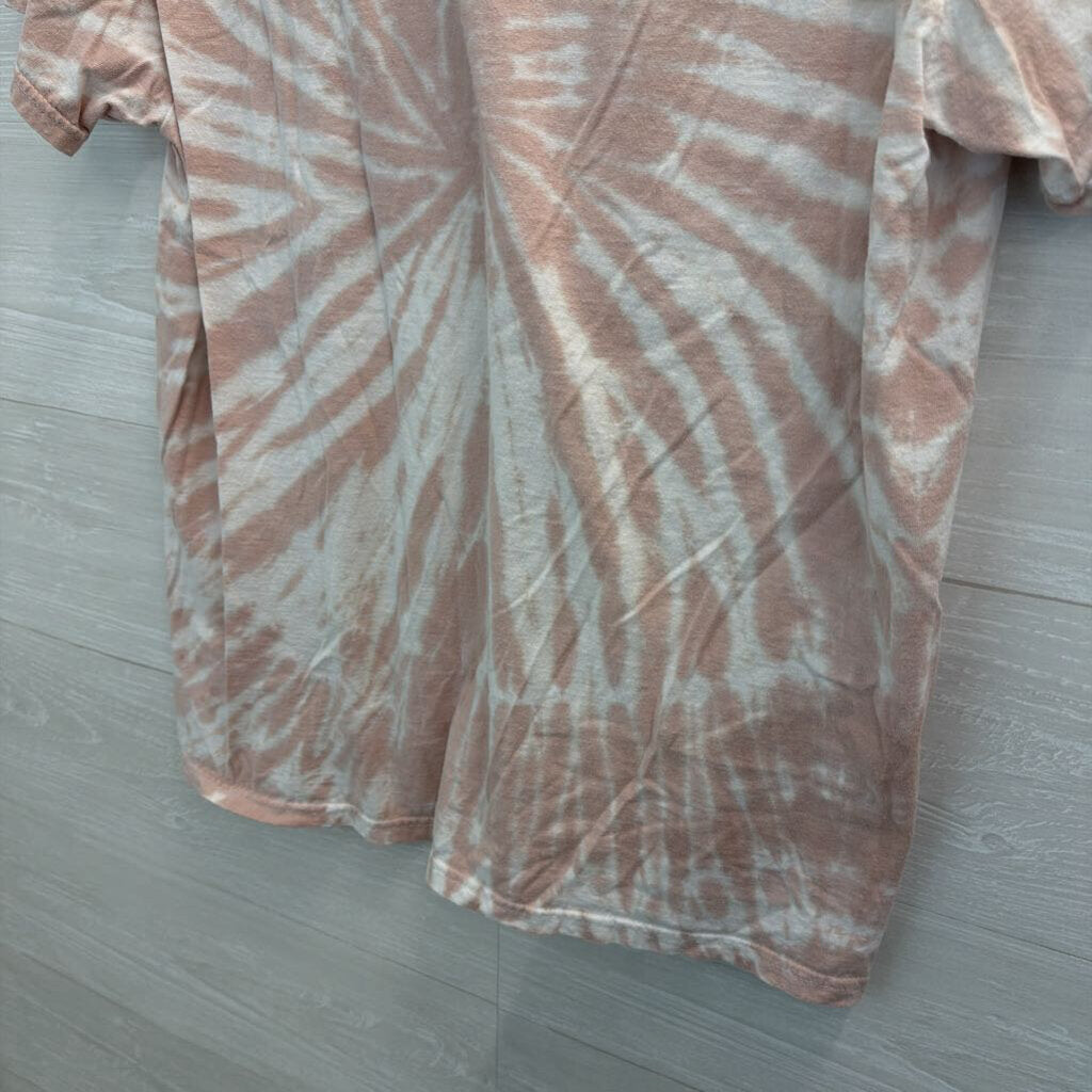 Chemistry Pink/ White Tie Dye Skeleton Short Sleeve Graphic Tee Large