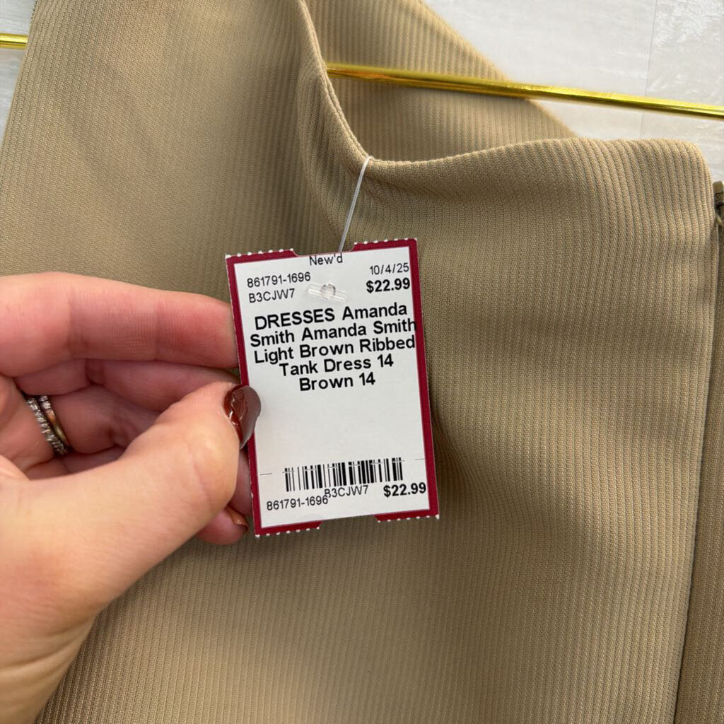 Amanda Smith Light Brown Ribbed Tank Dress 14
