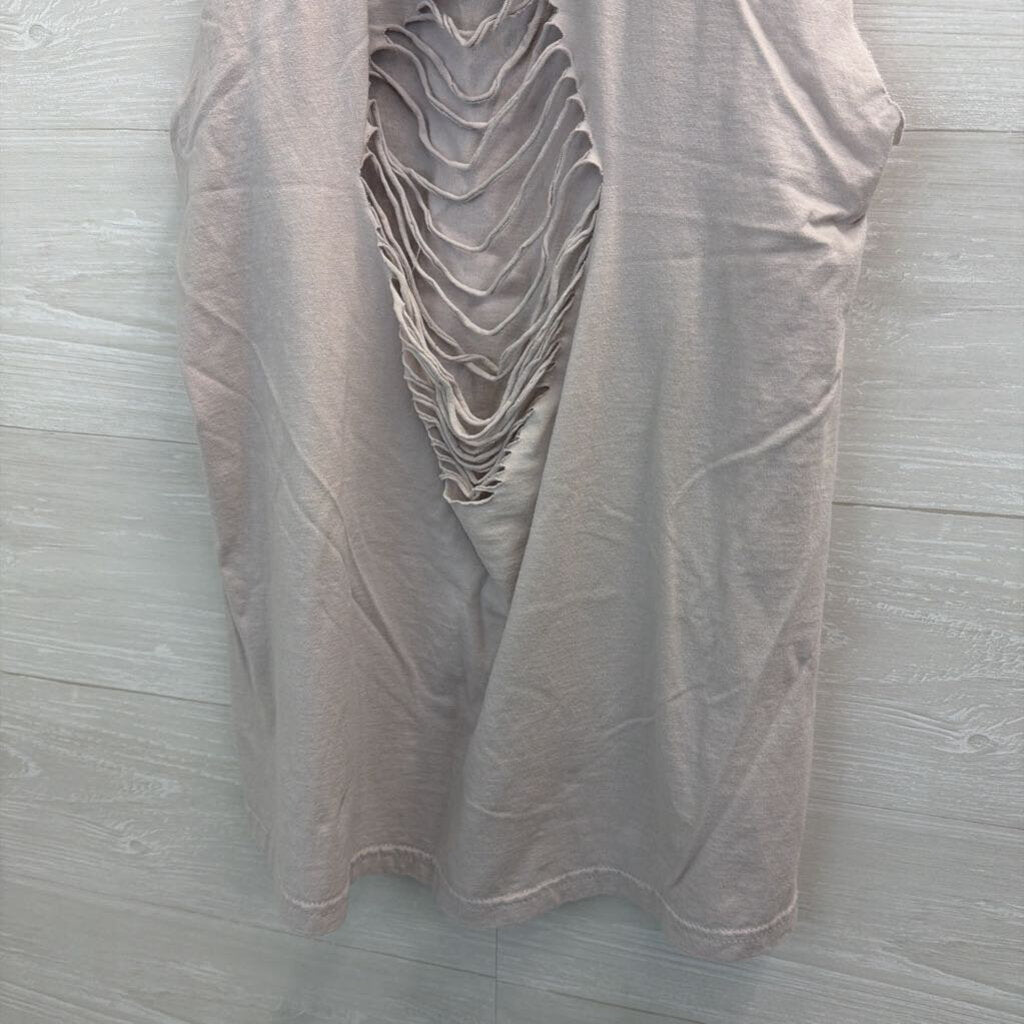 Goodie Two Sleeves Grey/ Multi Cowboy Sleeveless Distressed Graphic Tee Large