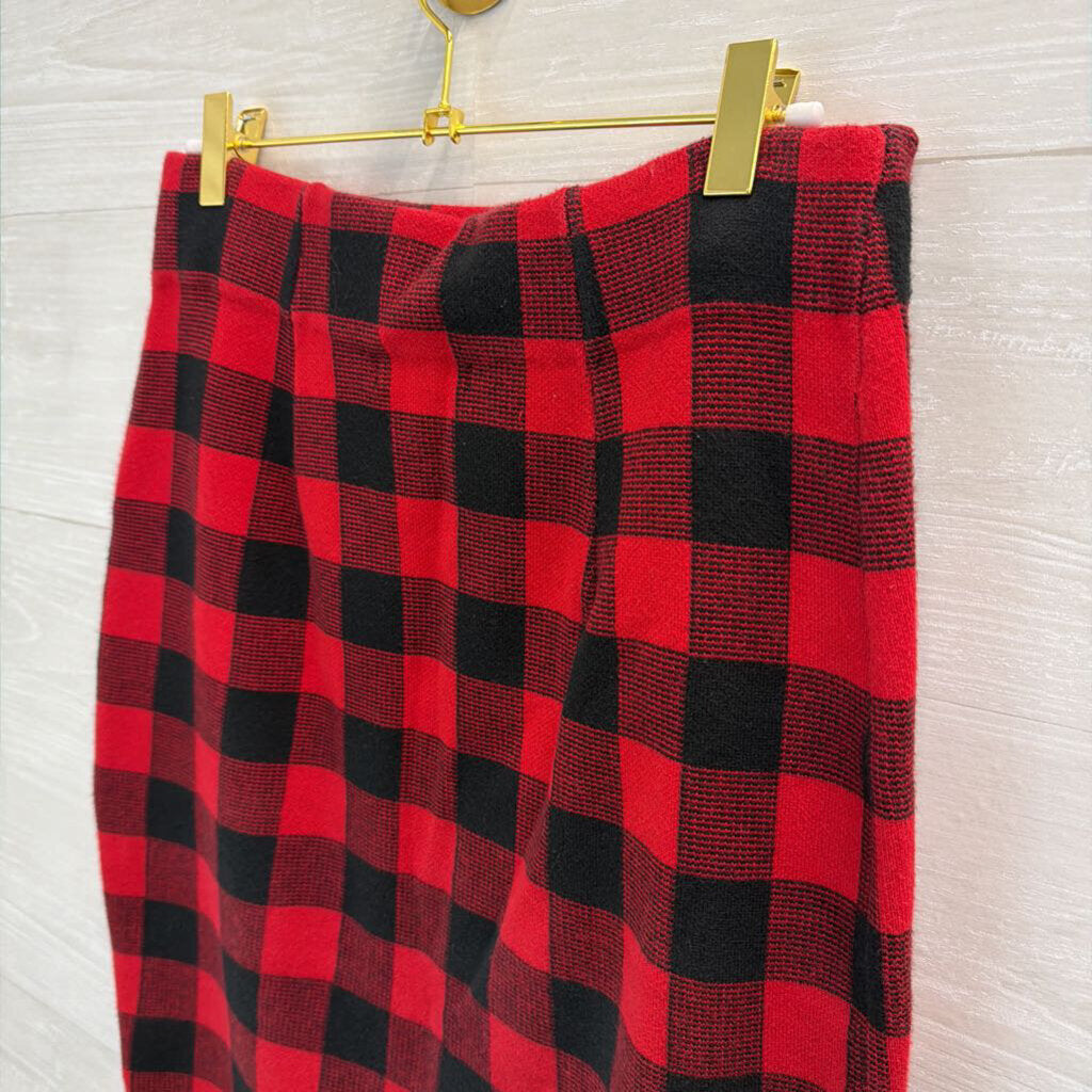 Chaps Red/ Black Gingham Sweater Skirt Small