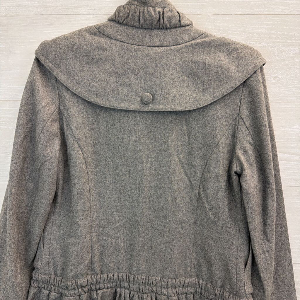 Marc Jacobs Grey Ruffle Hem Button Front Wool Blend Jacket 6