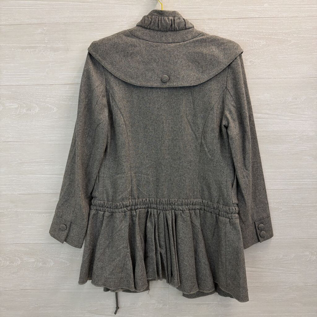 Marc Jacobs Grey Ruffle Hem Button Front Wool Blend Jacket 6