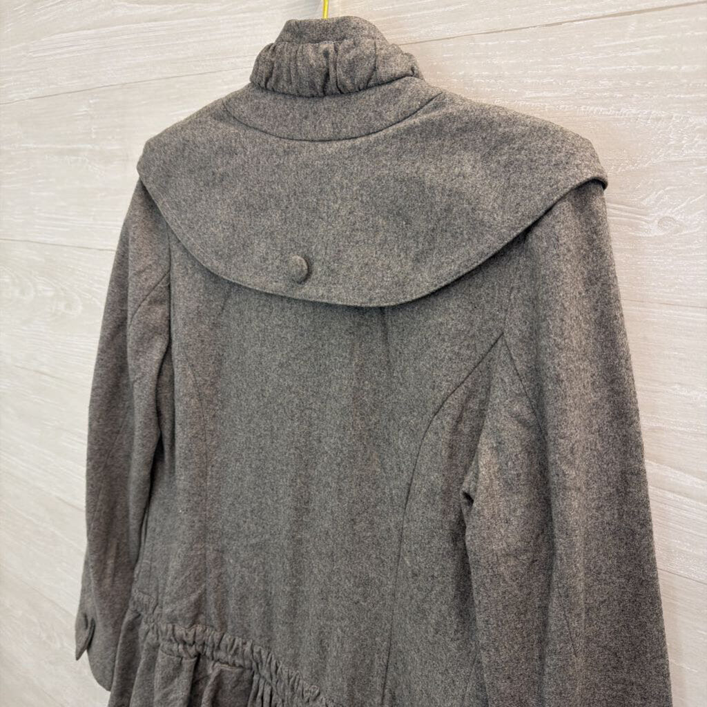 Marc Jacobs Grey Ruffle Hem Button Front Wool Blend Jacket 6