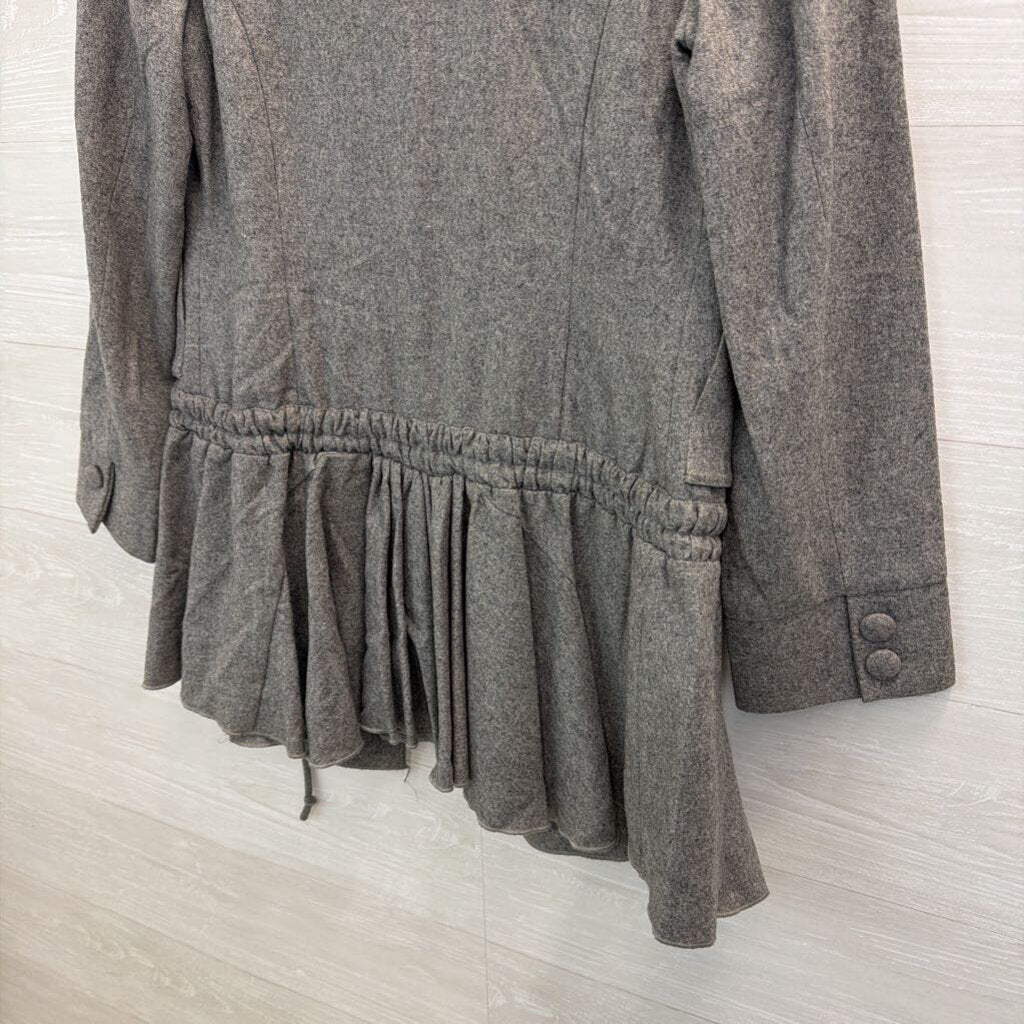 Marc Jacobs Grey Ruffle Hem Button Front Wool Blend Jacket 6