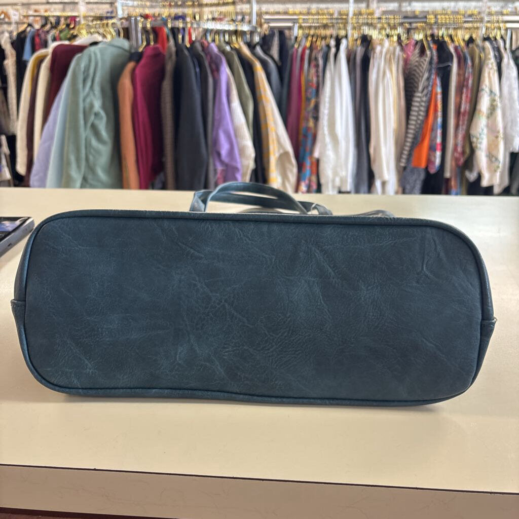 Joy Susan Blue Leather Tote Purse