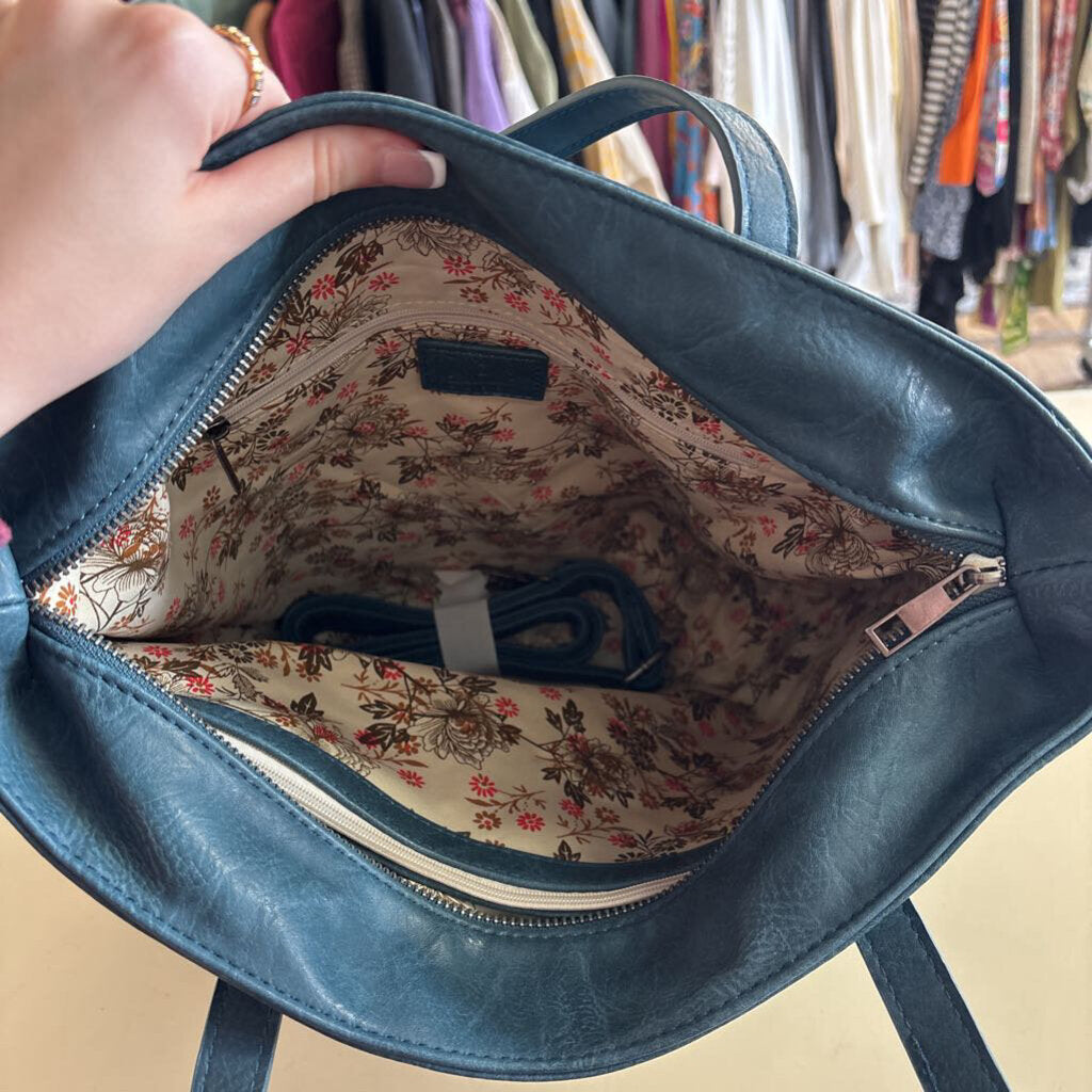 Joy Susan Blue Leather Tote Purse