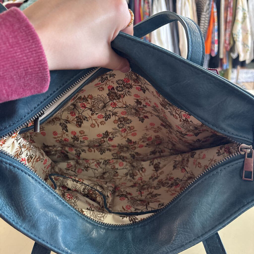 Joy Susan Blue Leather Tote Purse