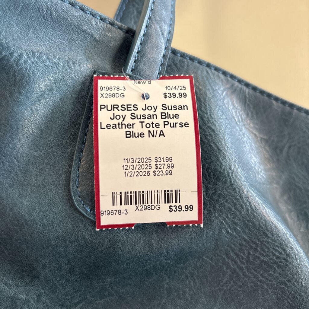 Joy Susan Blue Leather Tote Purse