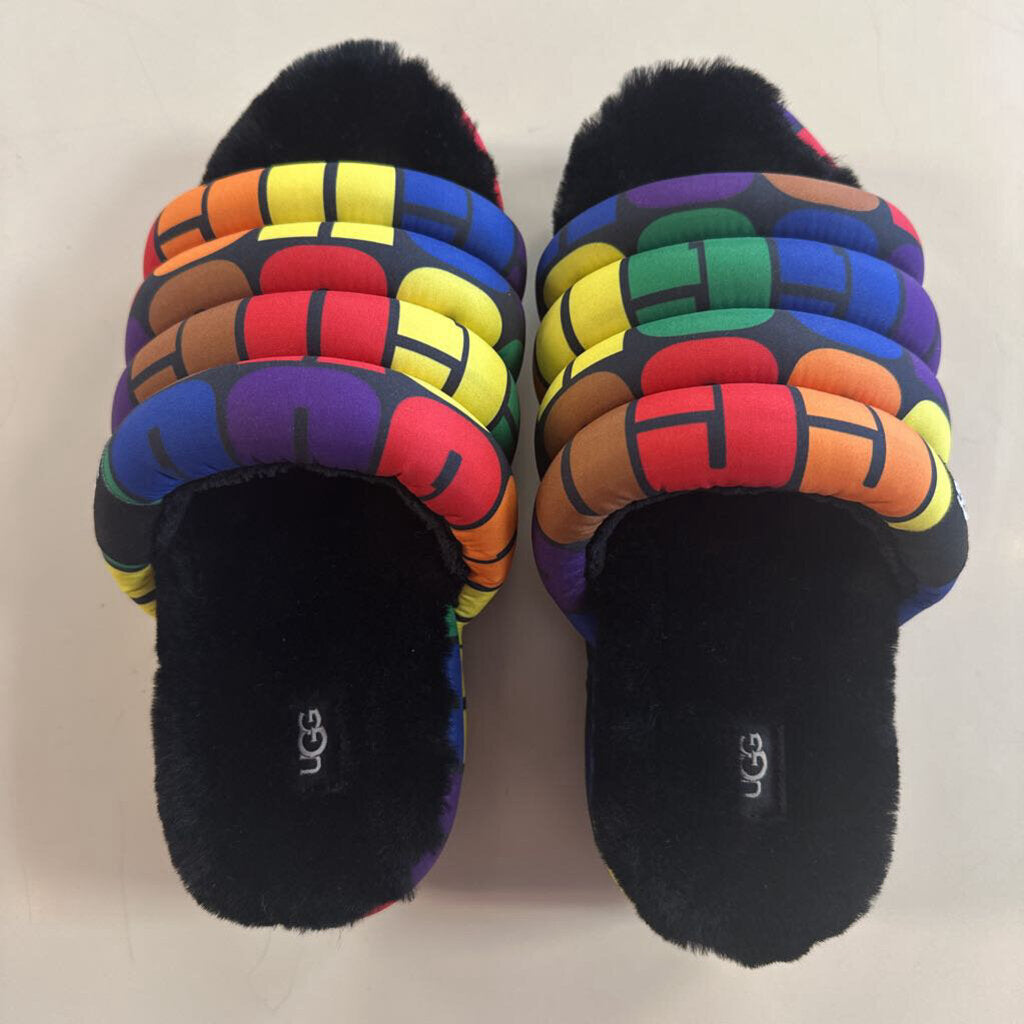 Ugg Black/ Multi Pride Maxi Slide Slippers 9