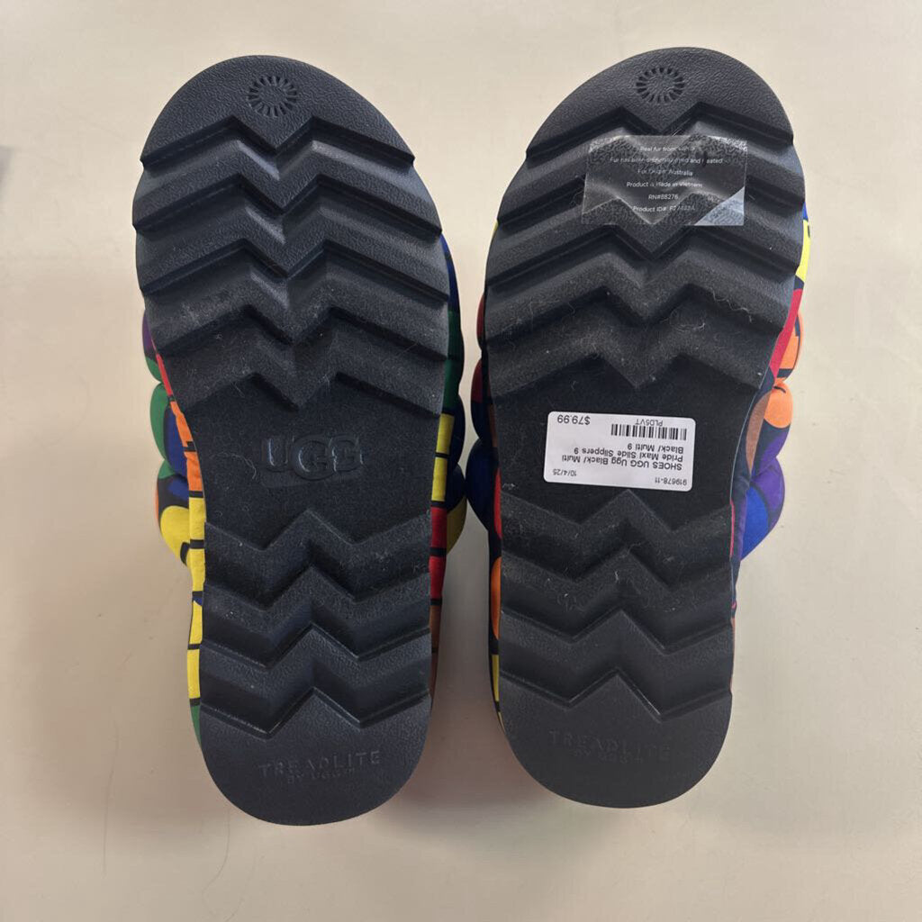 Ugg Black/ Multi Pride Maxi Slide Slippers 9