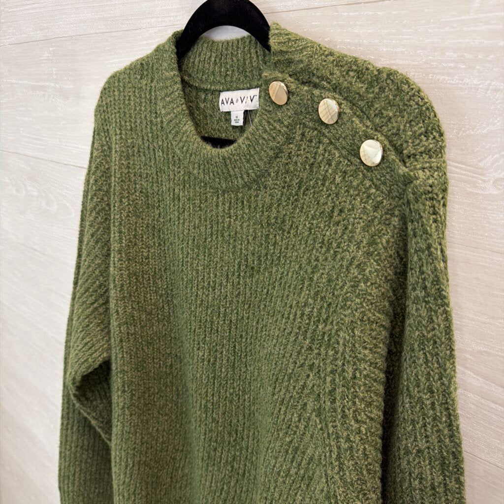Ava and Viv Green Knit Long Sleeve Sweater Top 1X