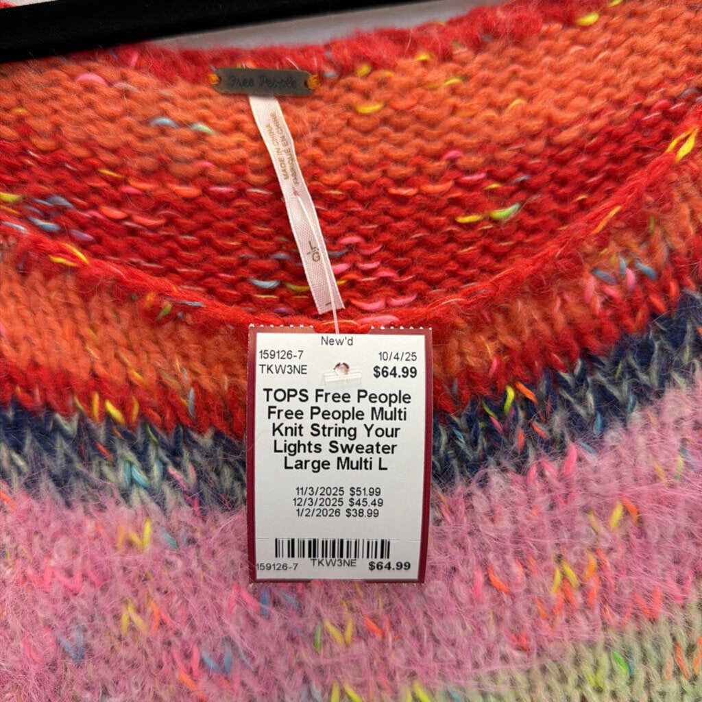 Free People Multi Knit String Your Lights Sweater Large