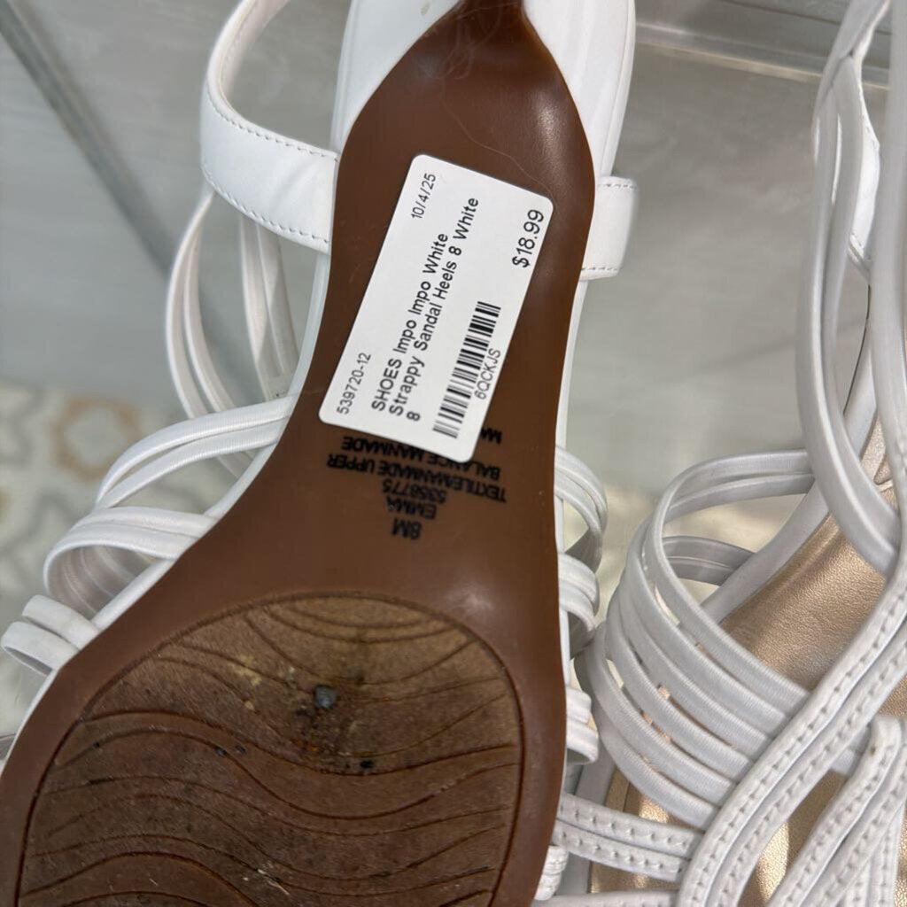 Impo White Strappy Sandal Heels 8