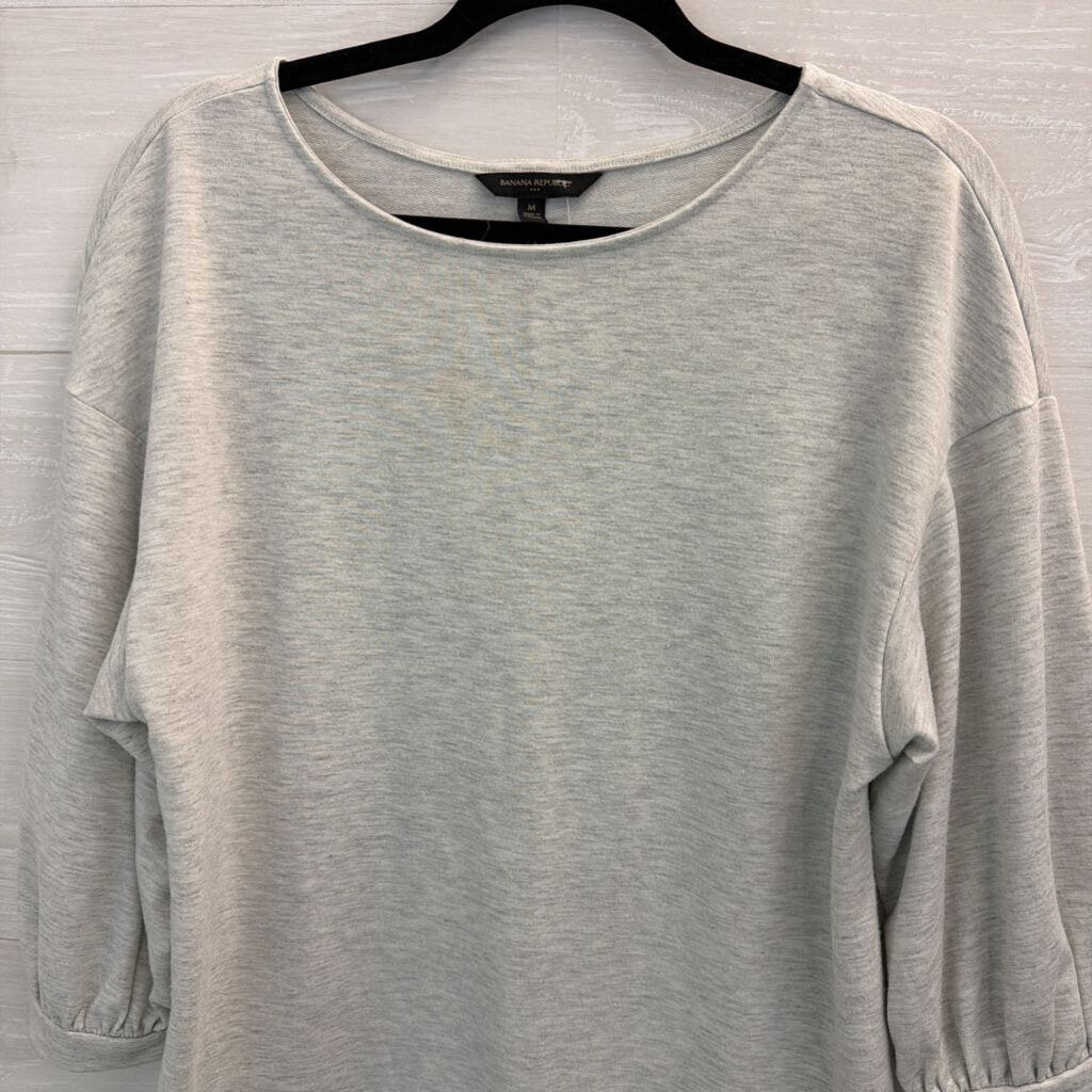Banana Republic Grey Long Puff Sleeve Top Medium