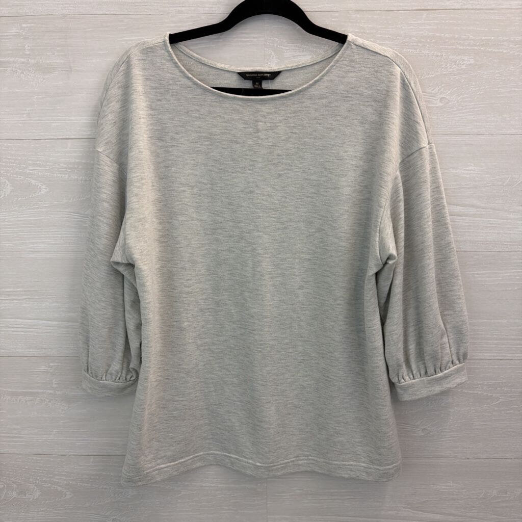 Banana Republic Grey Long Puff Sleeve Top Medium