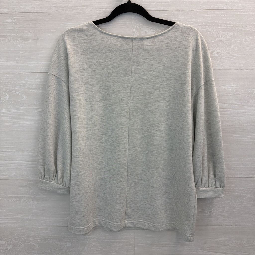 Banana Republic Grey Long Puff Sleeve Top Medium
