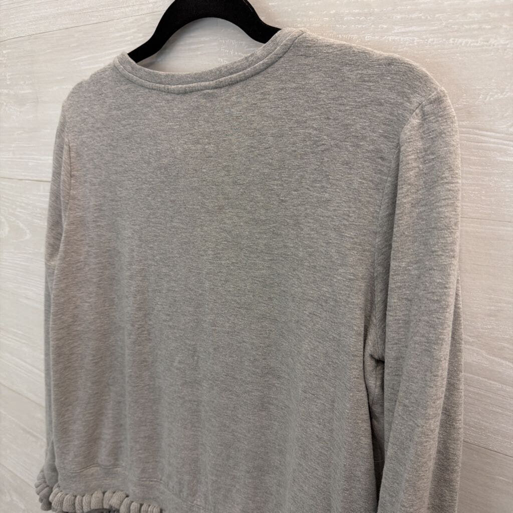 Grey Ruffle Hem Long Sleeve Top Medium