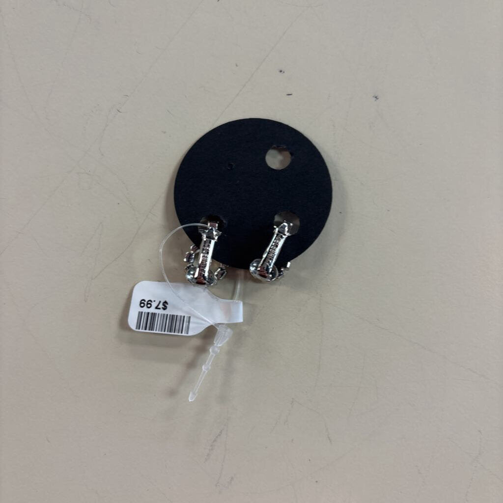 Vintage Dainty Silver/ Rhinestone Clip On Earrings