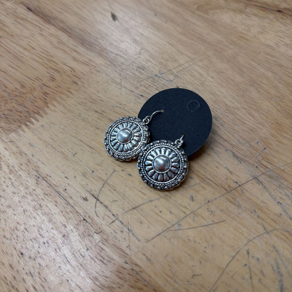 Silver Circle Drop Earrings