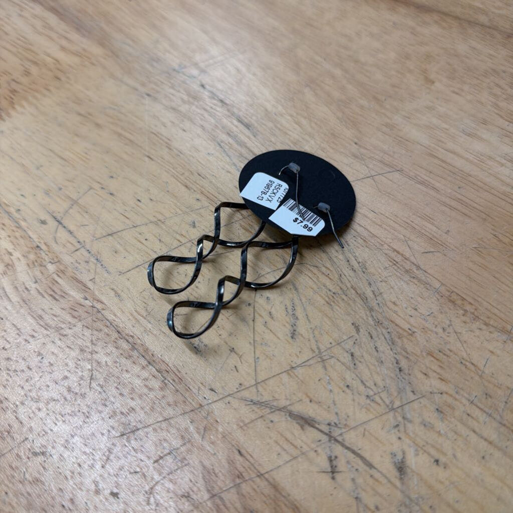 Black Metal Swirl Drop Earrings