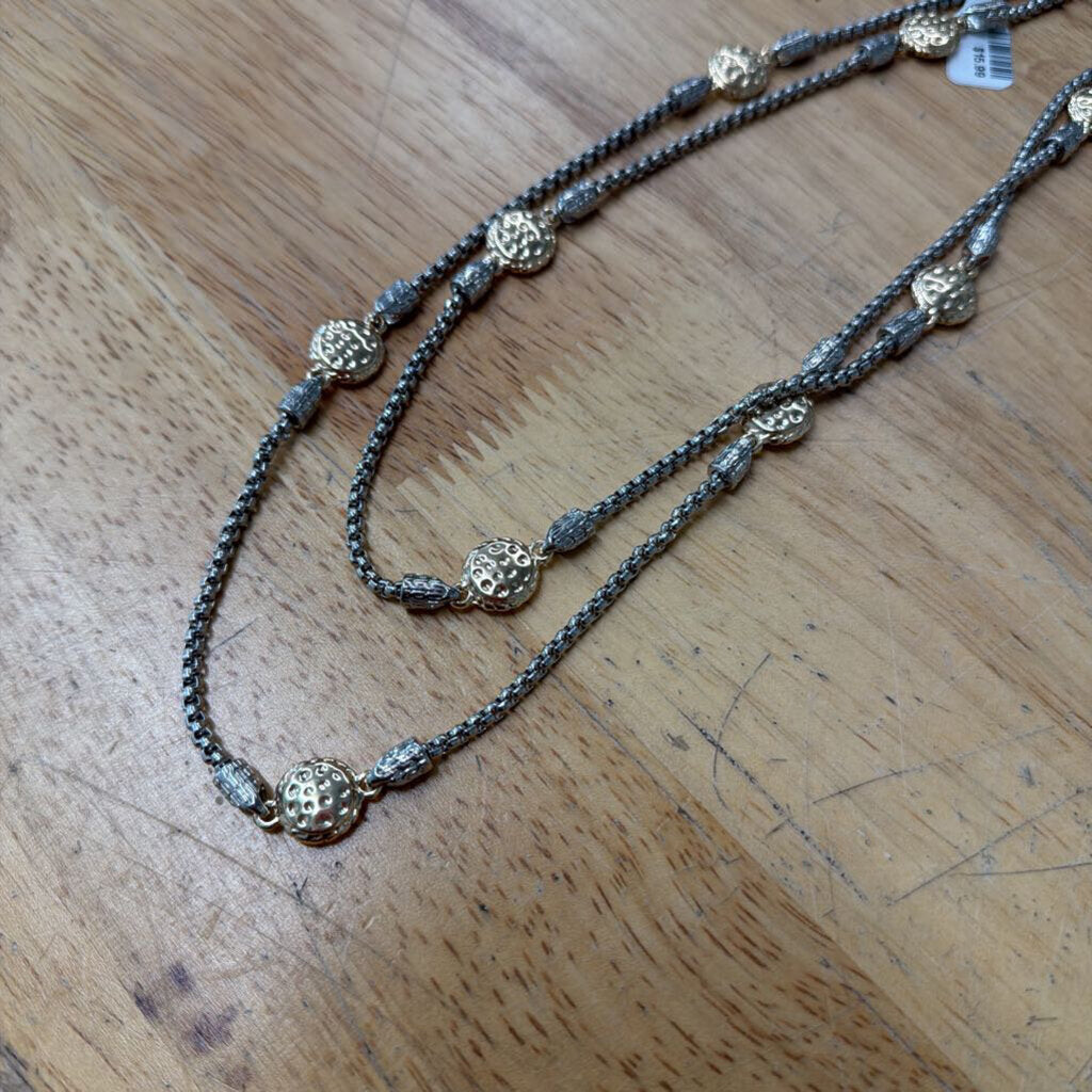 Silver/ Gold Circle Detail Long Necklace