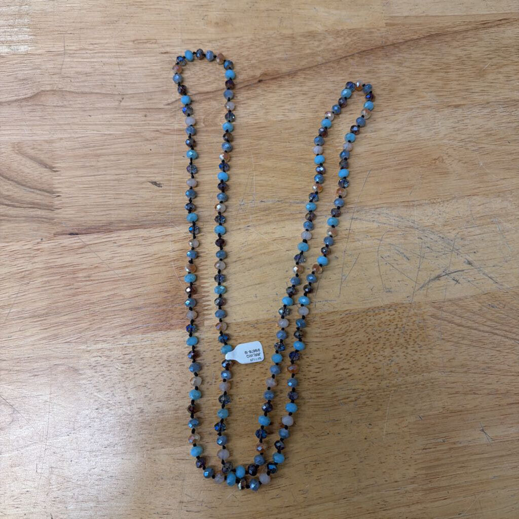 Blue/ Mulit Crystal Beaded Long Necklace