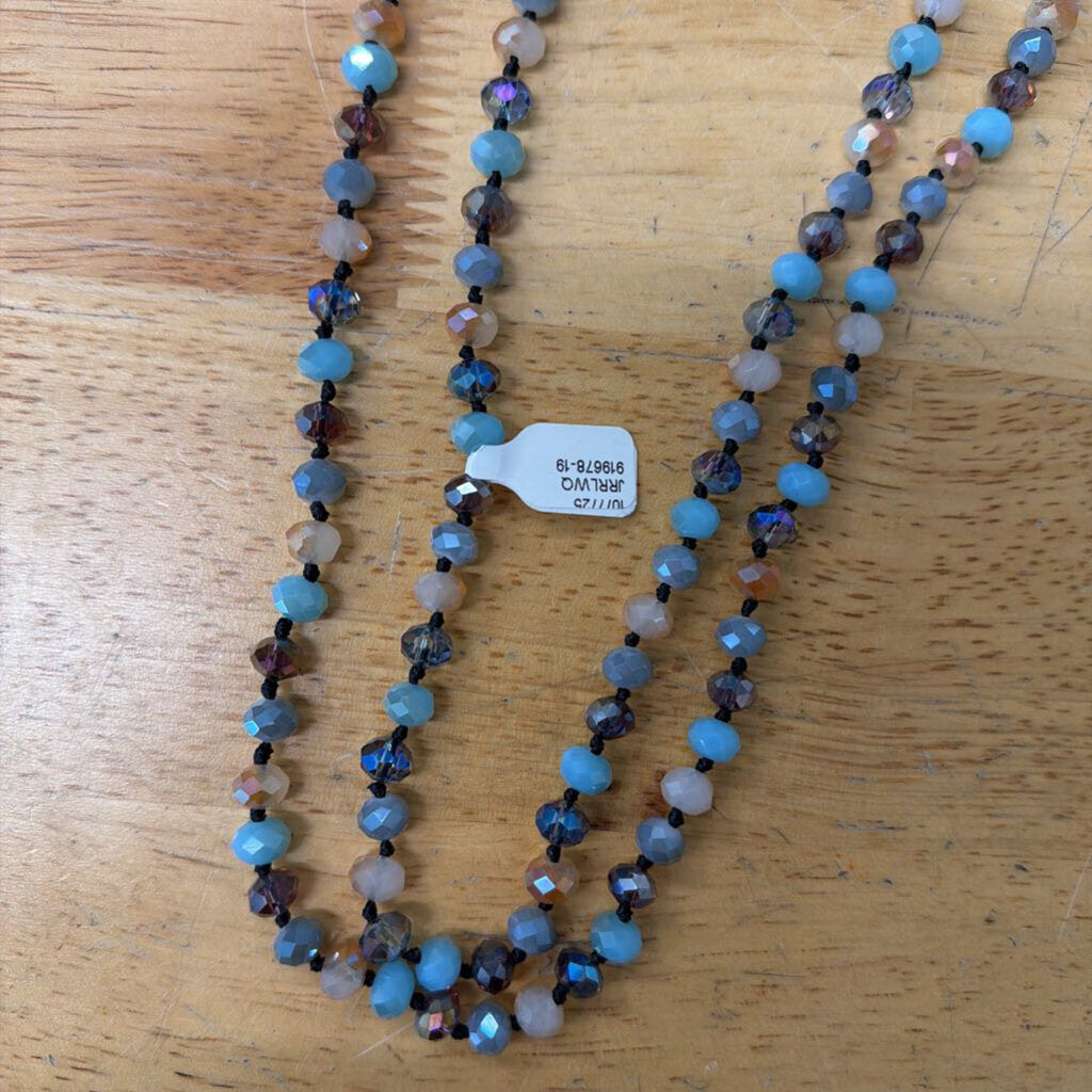 Blue/ Mulit Crystal Beaded Long Necklace