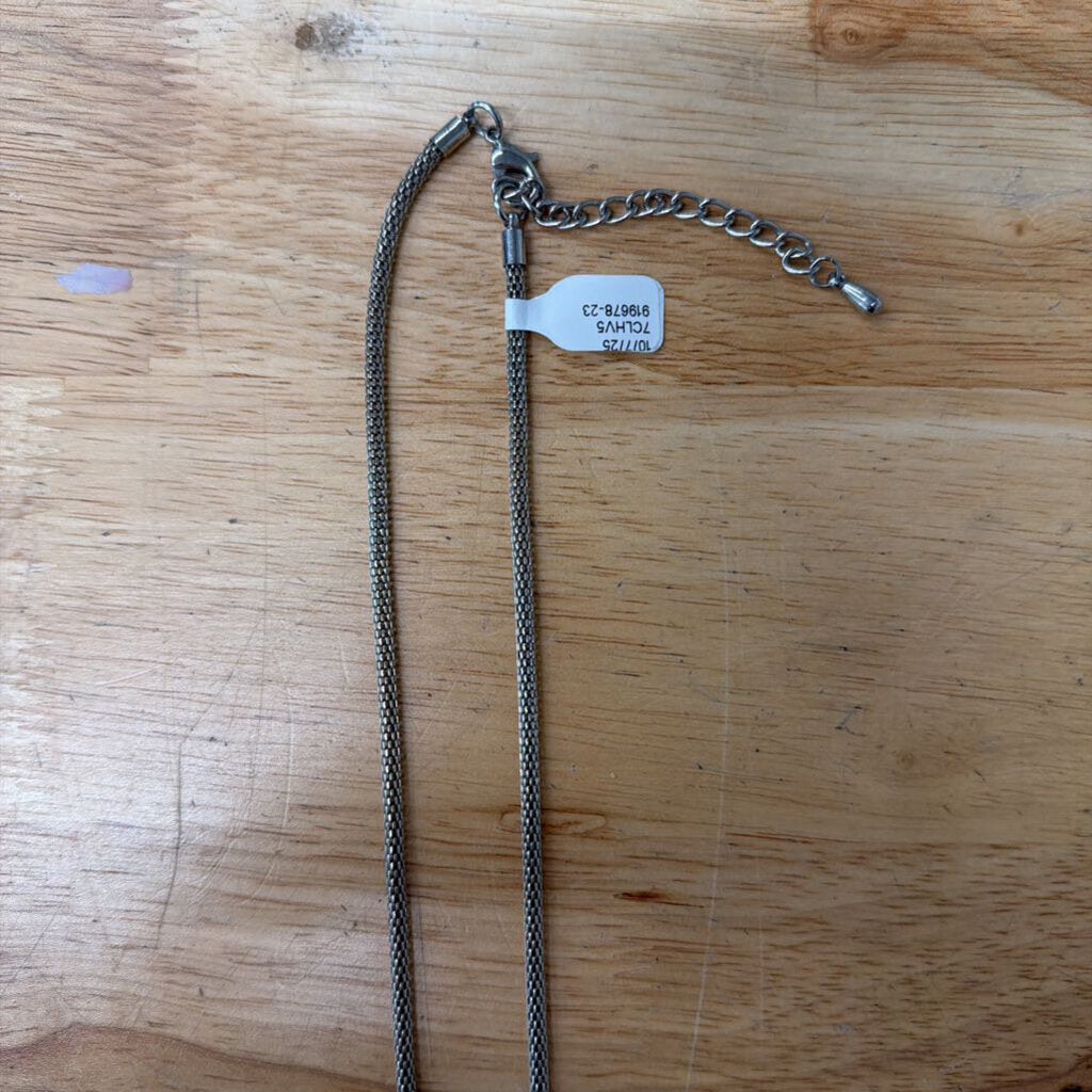Silver Charm Pendant Long Necklace