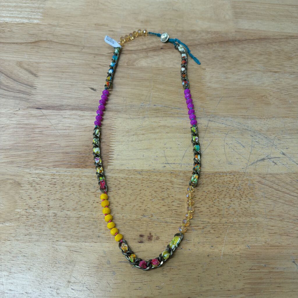 Gold/ Multi Chain/ Beaded Long Necklace