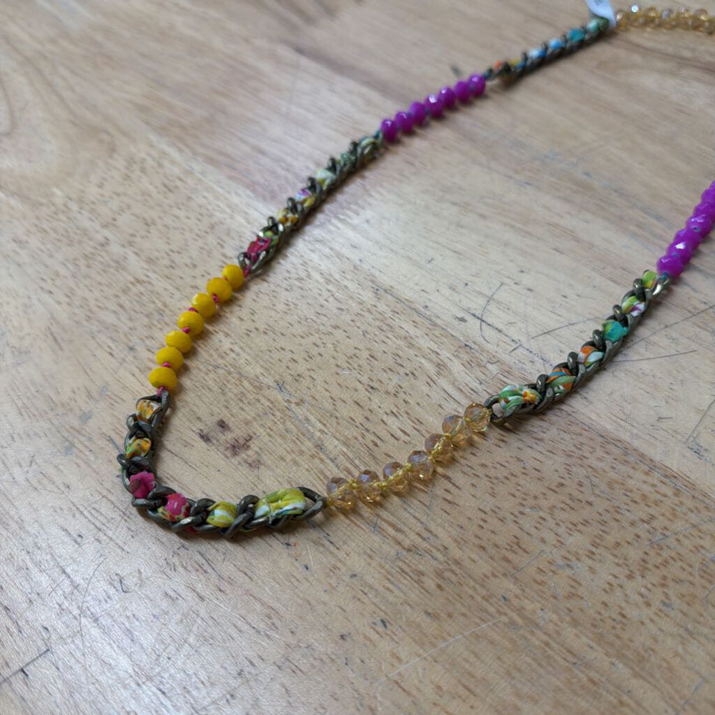 Gold/ Multi Chain/ Beaded Long Necklace