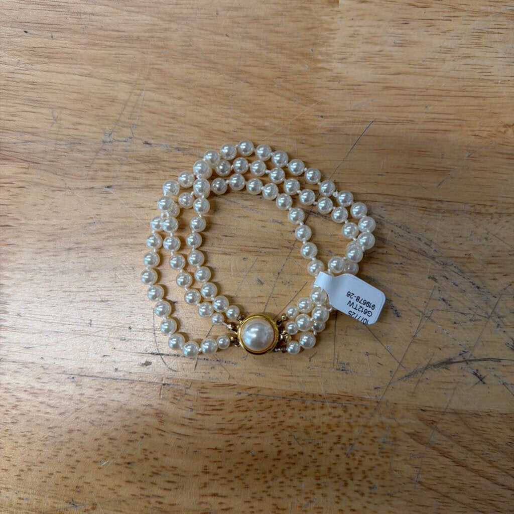 Gold/ Pearl Multi Strand Bracelet