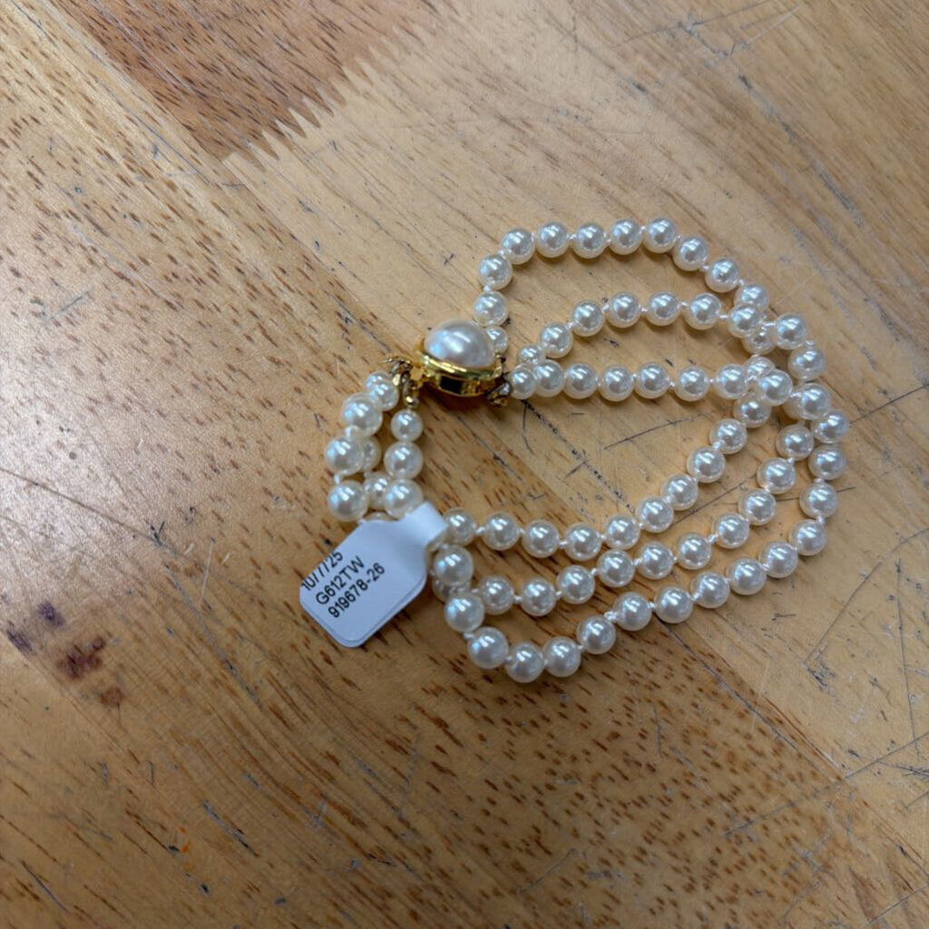 Gold/ Pearl Multi Strand Bracelet