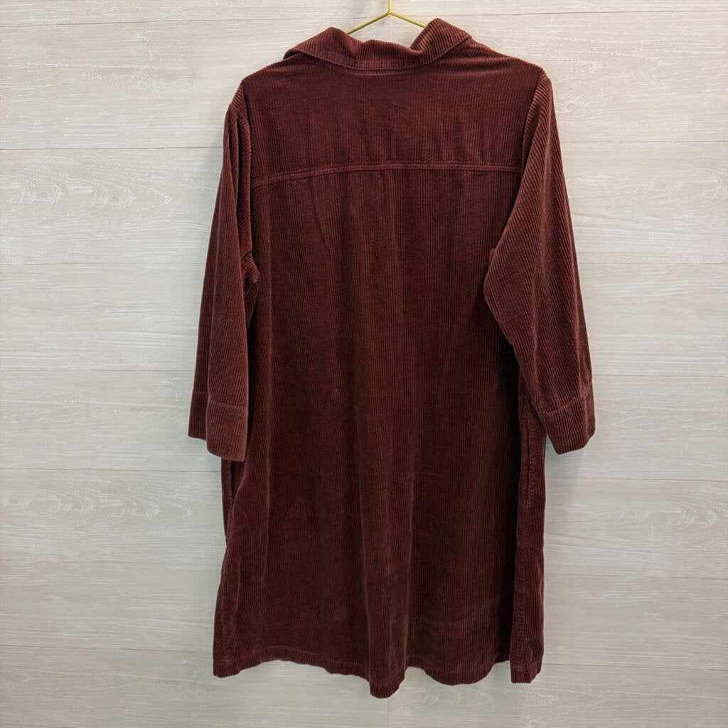 J Jill Burgundy Corduroy Long Sleeve Dress Extra Large