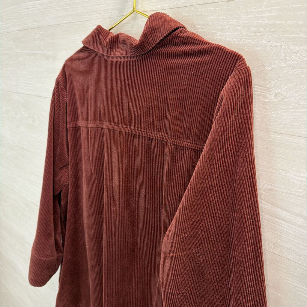 J Jill Burgundy Corduroy Long Sleeve Dress Extra Large