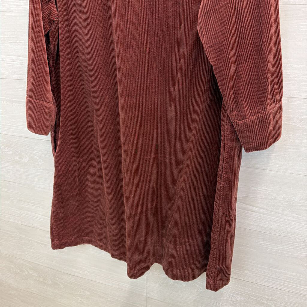 J Jill Burgundy Corduroy Long Sleeve Dress Extra Large