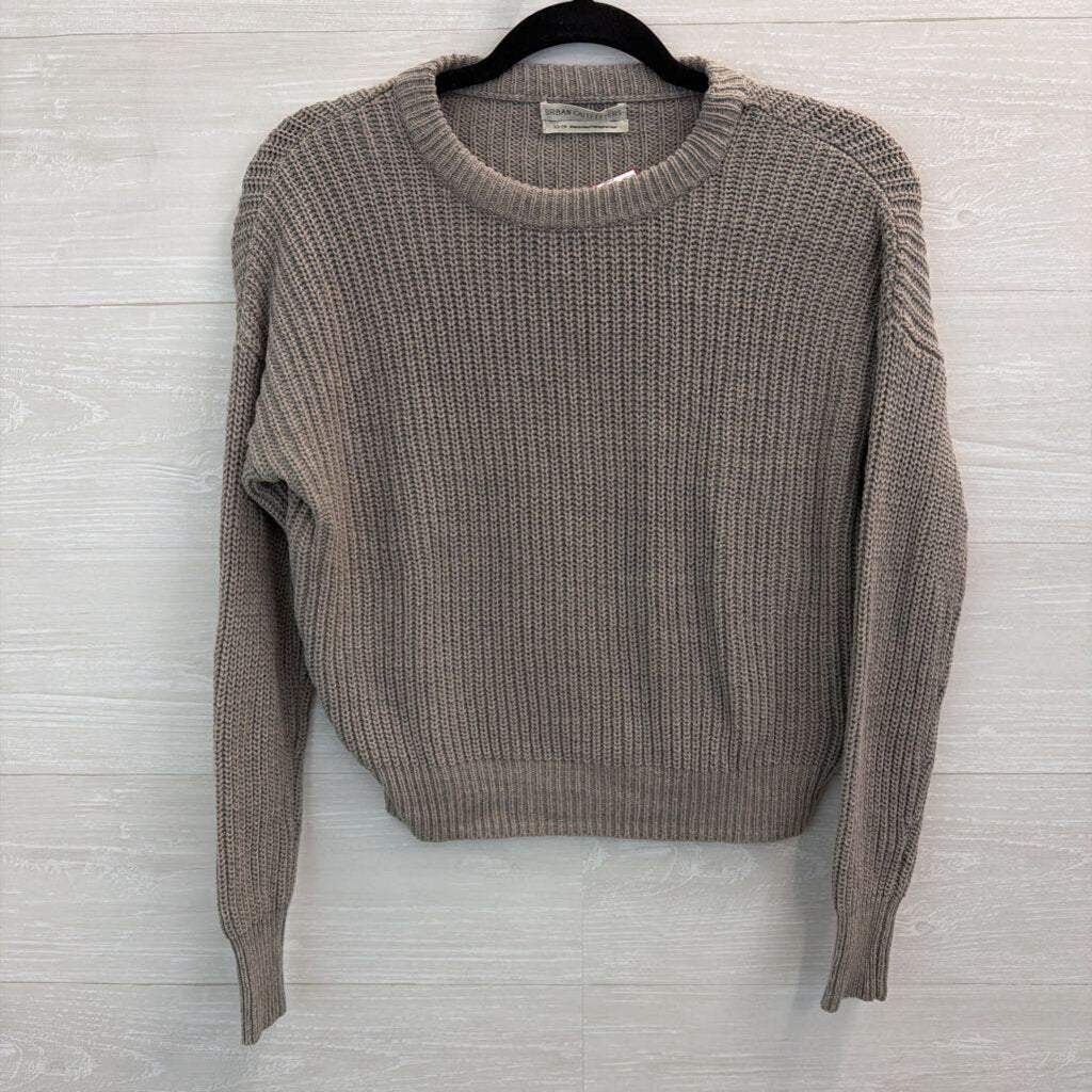 Urban Outfitters Grey Knit Cropped Long Sleeve Sweater Top Extra Small