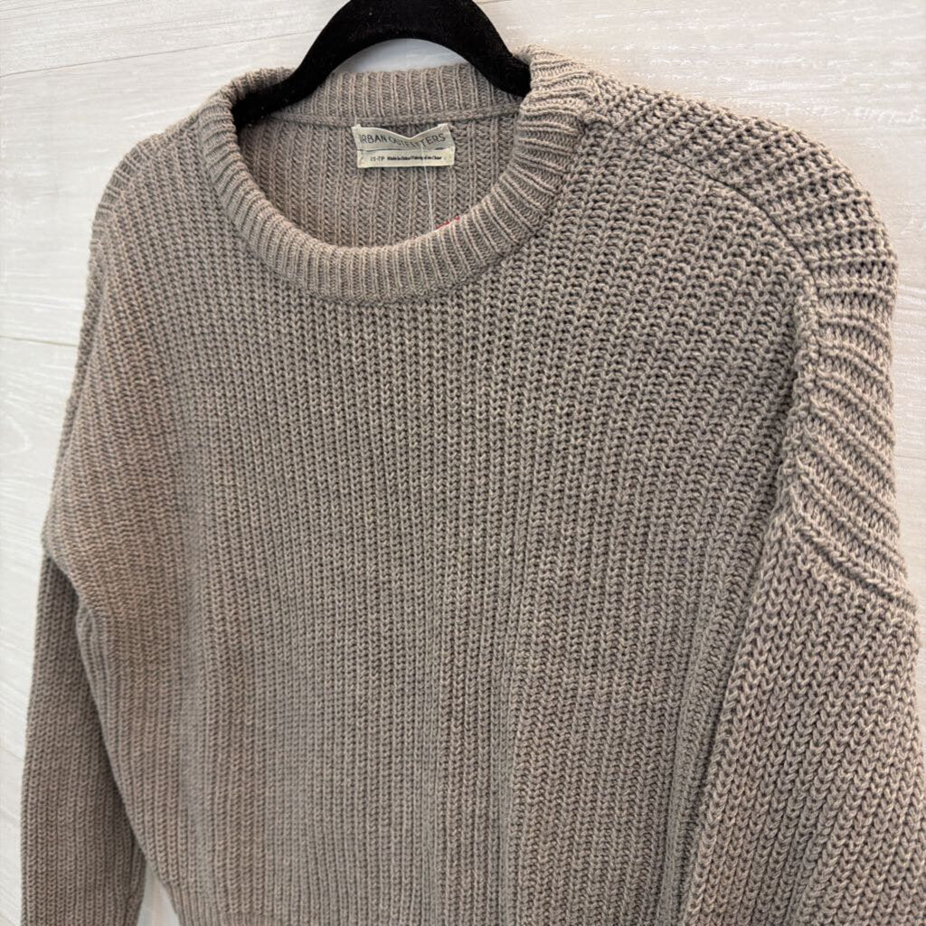 Urban Outfitters Grey Knit Cropped Long Sleeve Sweater Top Extra Small