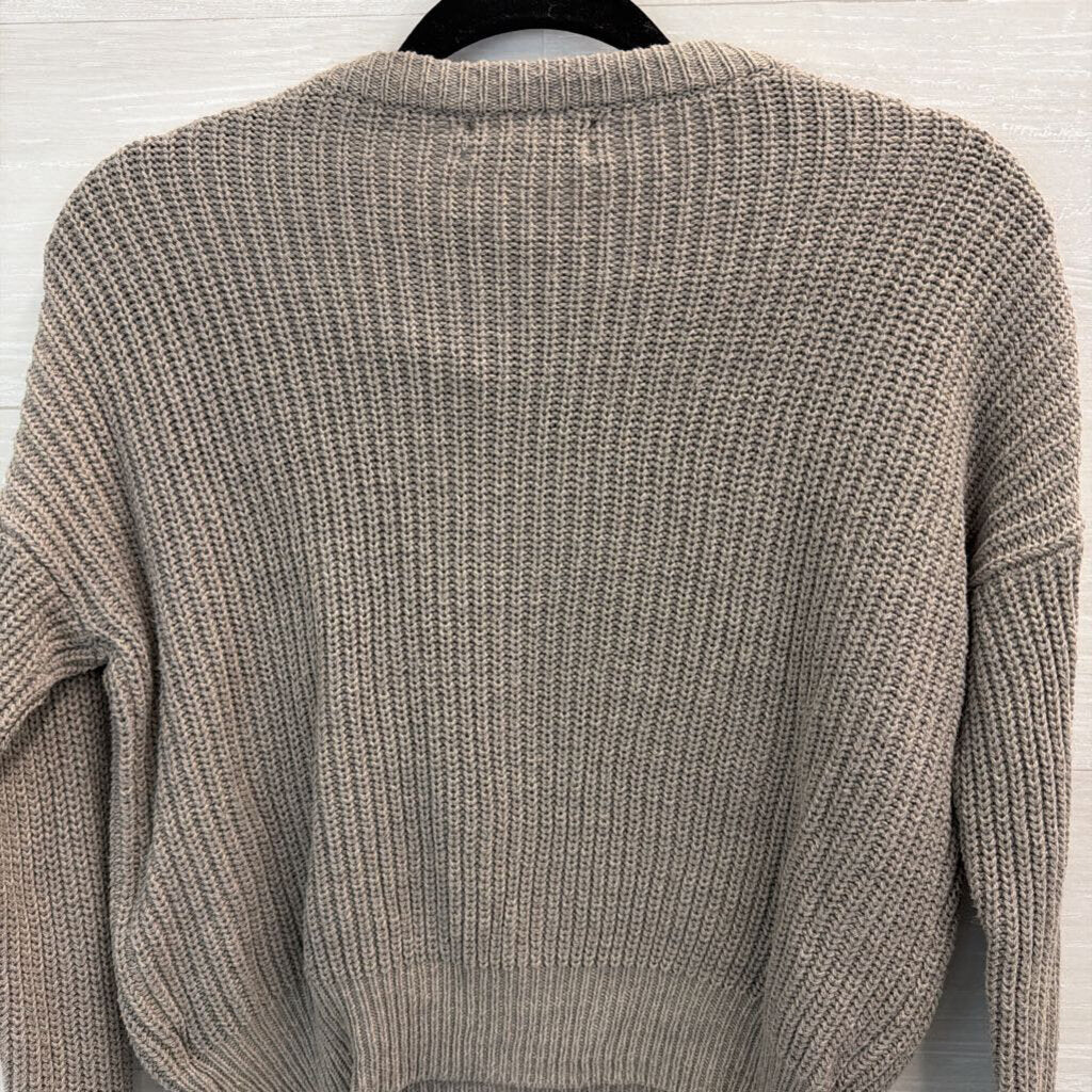 Urban Outfitters Grey Knit Cropped Long Sleeve Sweater Top Extra Small