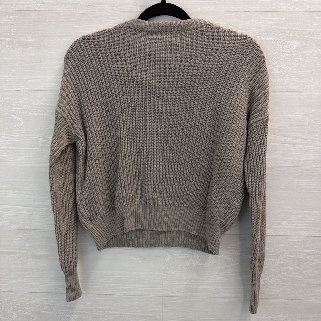 Urban Outfitters Grey Knit Cropped Long Sleeve Sweater Top Extra Small