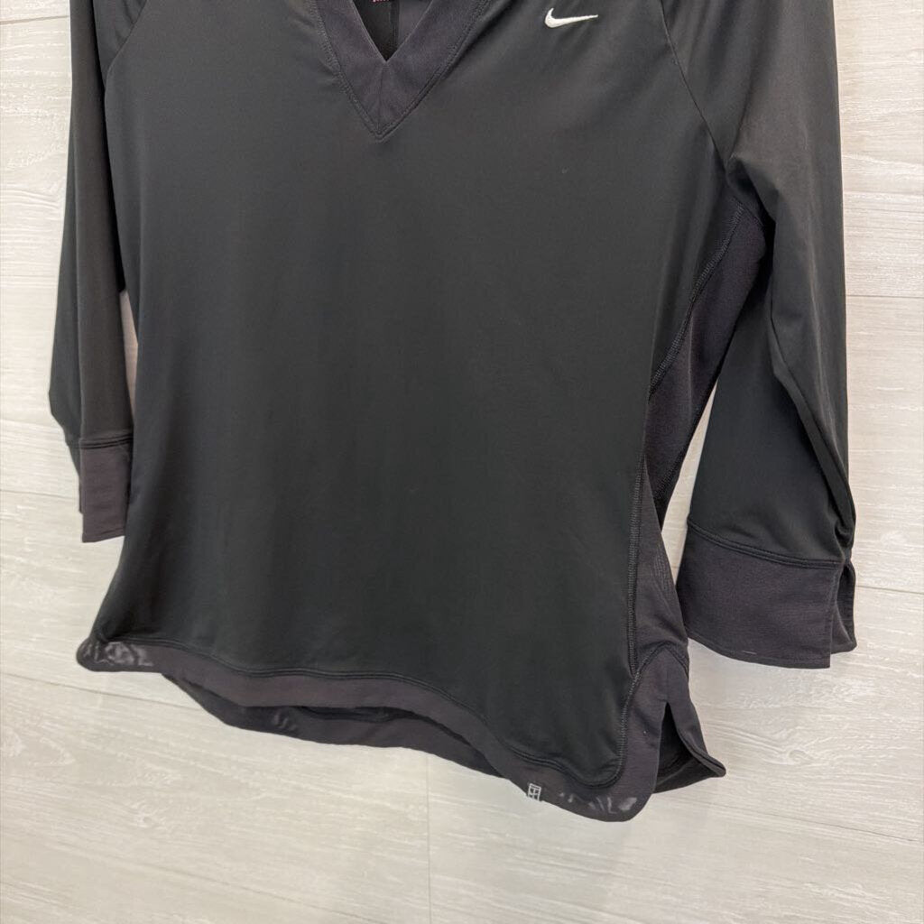 Nike Black V Neck Long Sleeve Athletic Top Large