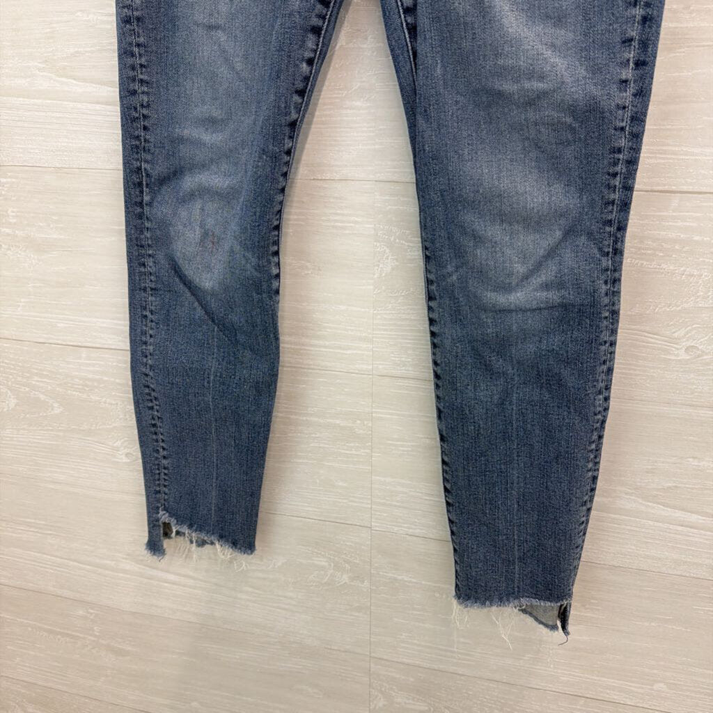 Mother Medium Wash Stunner Zip Ankle Step Fray Jeans 27