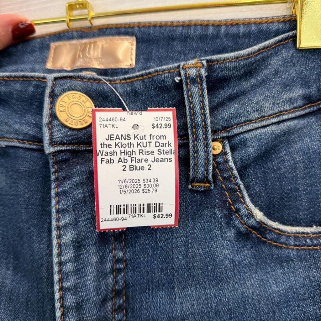 KUT Dark Wash High Rise Stella Fab Ab Flare Jeans 2