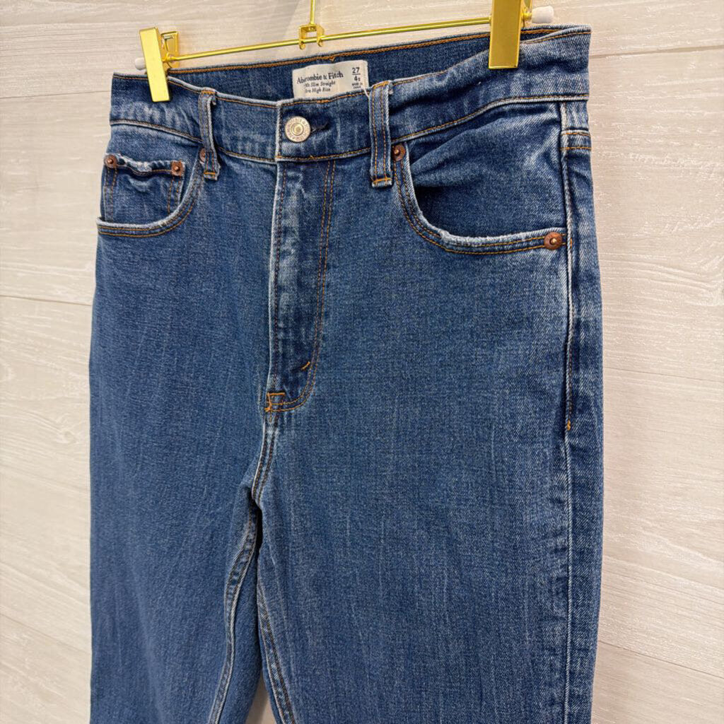 Abercrombie and Fitch Dark Wash The 90s Slim Straight Ultra High Rise Jeans 27