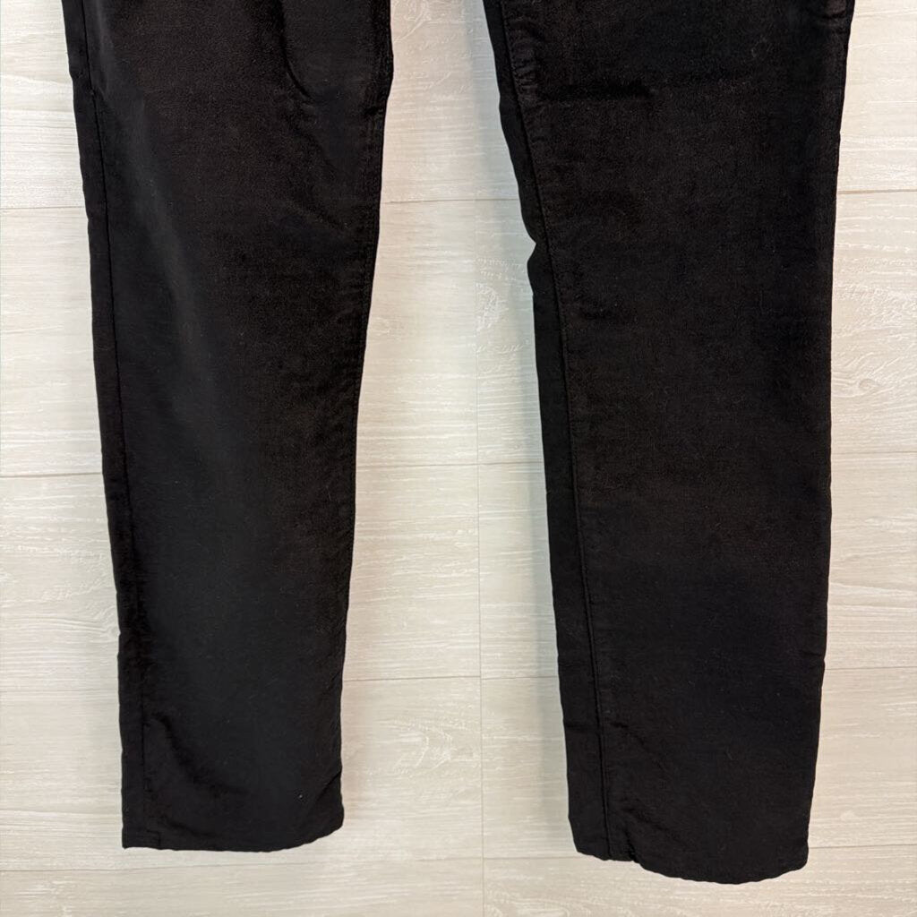 AG Black Velvet Mari High Rise Slim Straight Pants 28