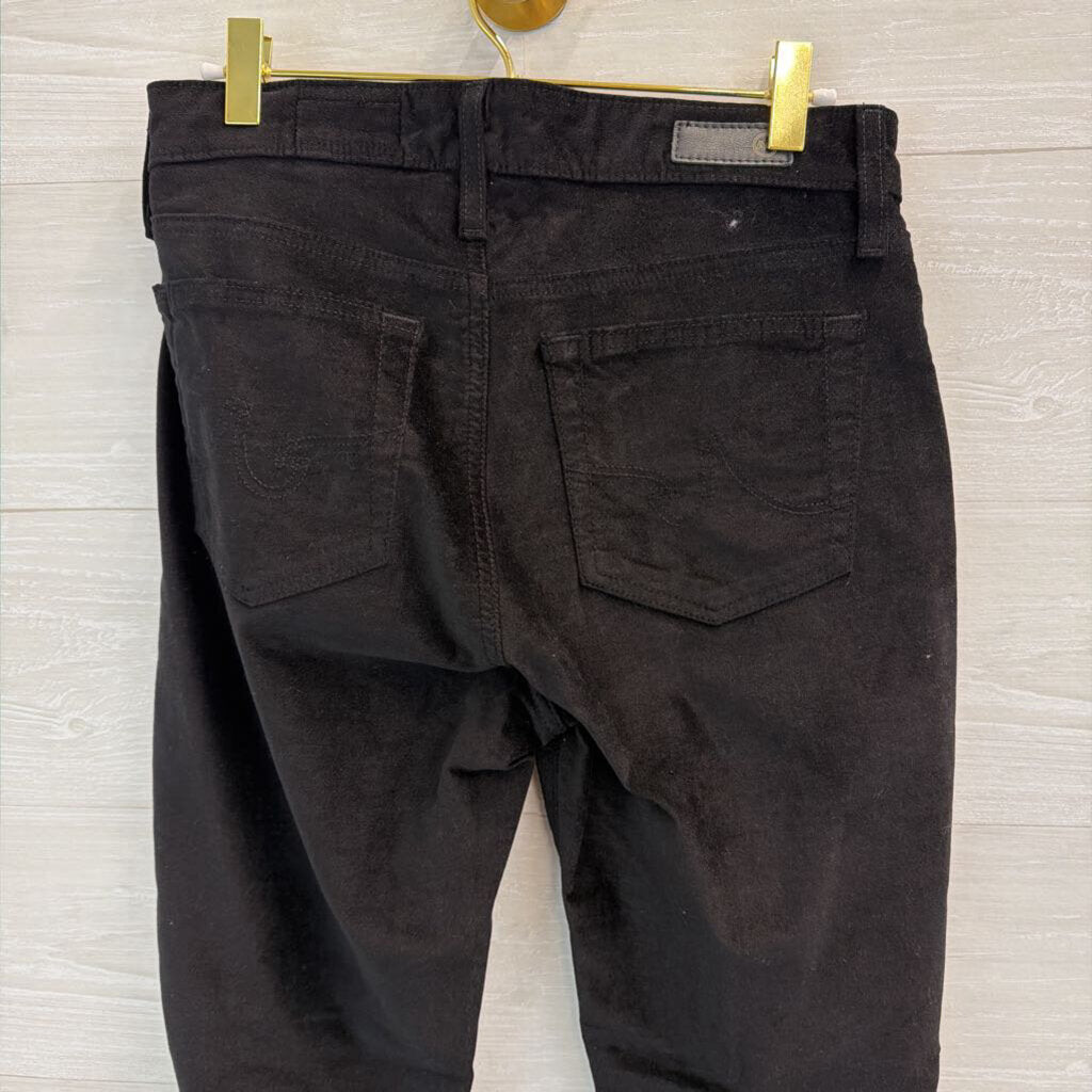 AG Black Velvet Mari High Rise Slim Straight Pants 28